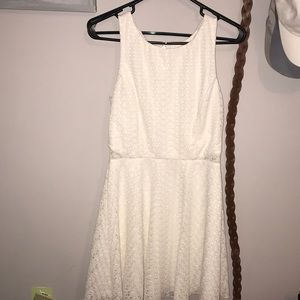 High neck white lace dress